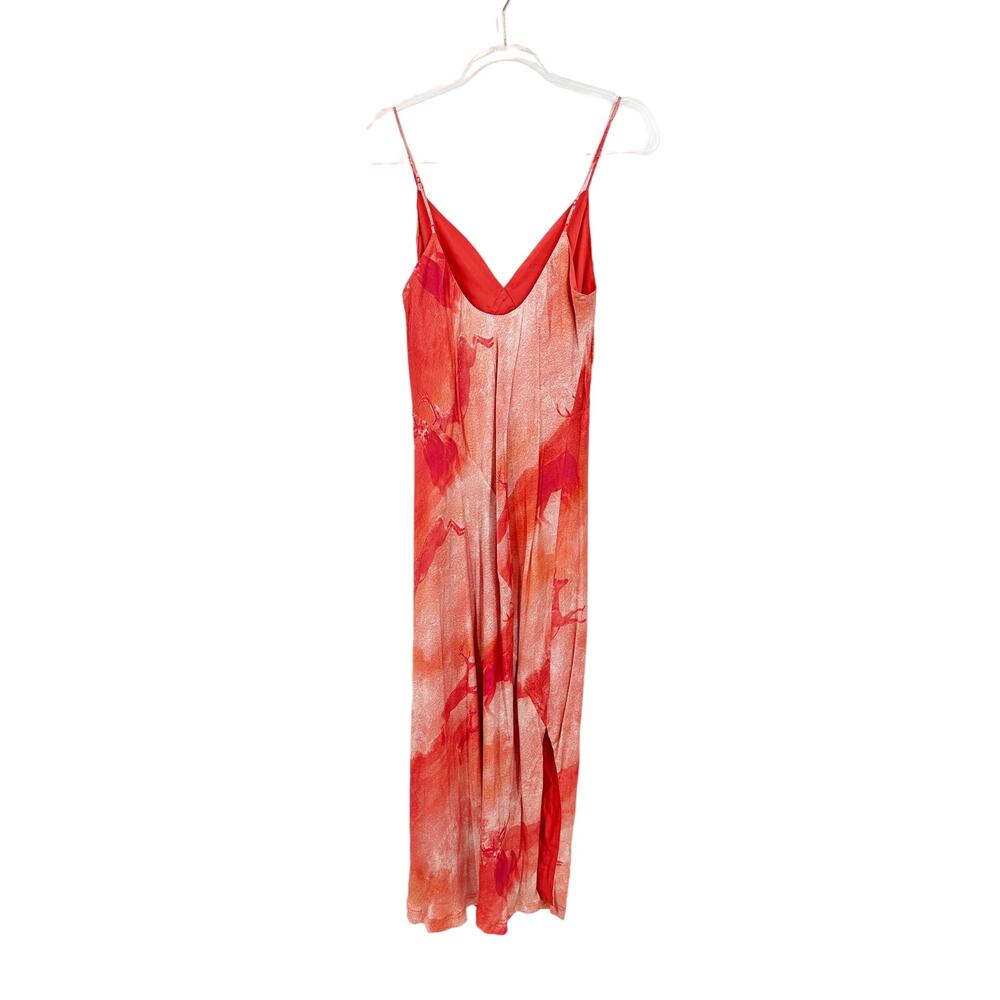 ALLSAINTS Melody Nerissa Peach Deer Print Midi Slipdress In Pink 10 - Picture 4 of 7